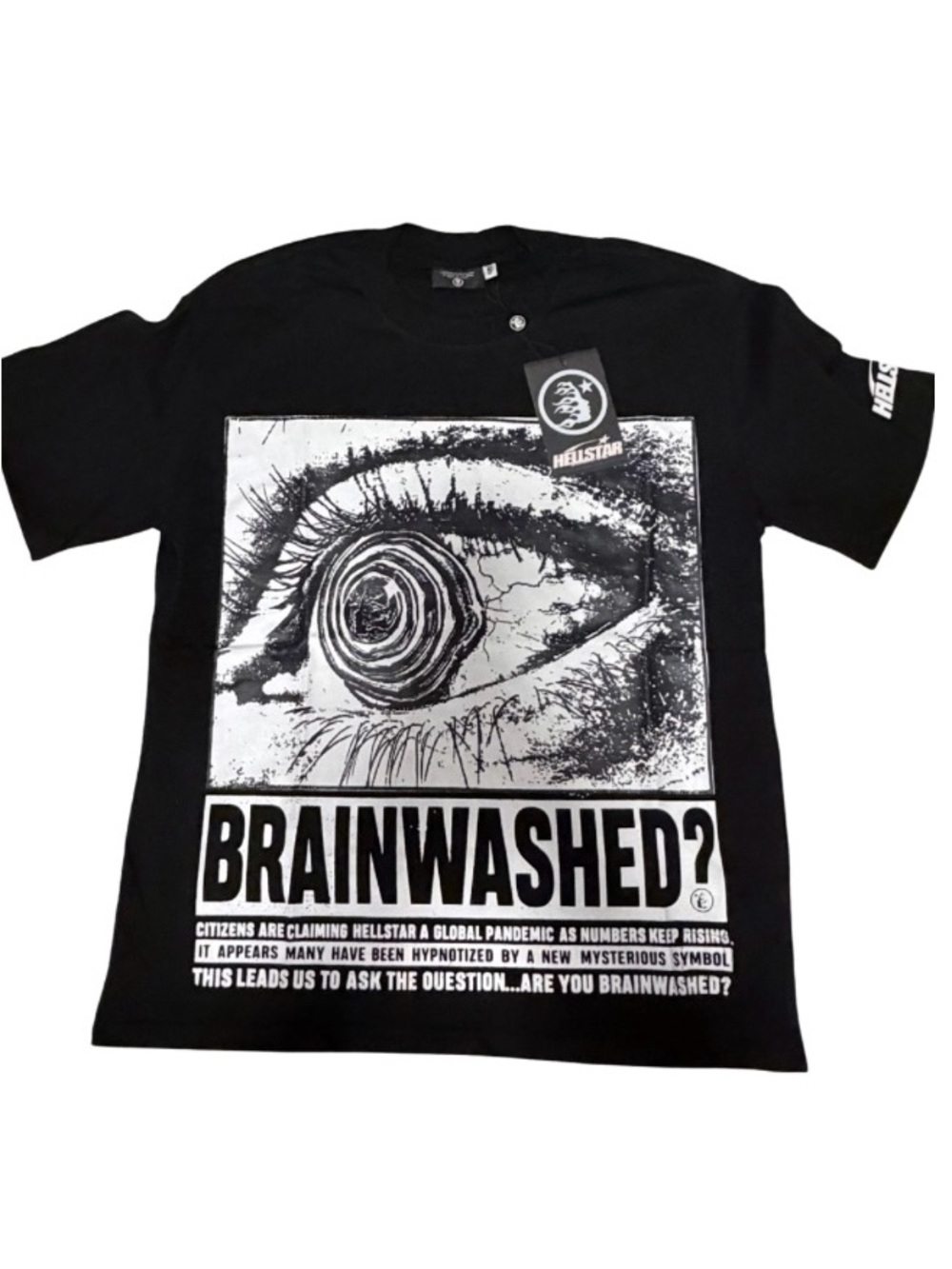 Hellstar Brainwashed? Graphic T-Shirt Black Size Medium